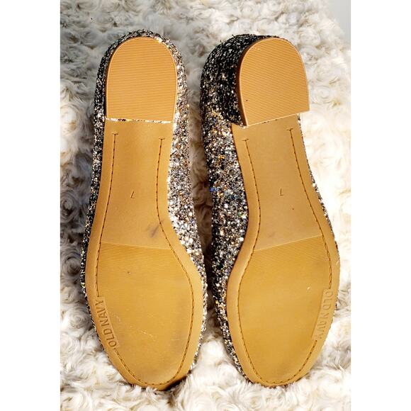 Old Navy Womens Silver Glitter Heels Size 7 Glam Holidays New Years Eve Boho - Picture 6 of 6